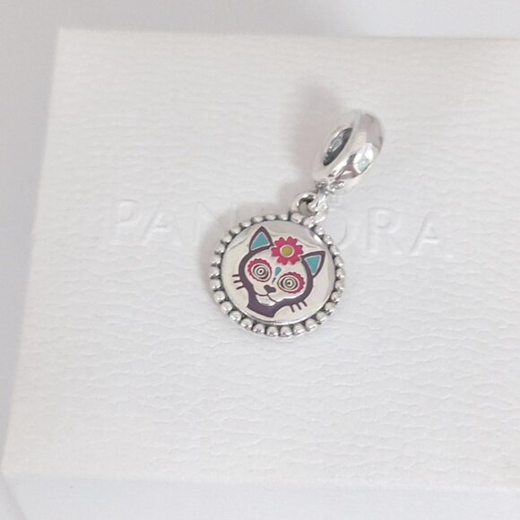Pandora Mexico Day of the Dead Calaca Gato Dangle Charm S925 Silver with box - Picture 2 of 7